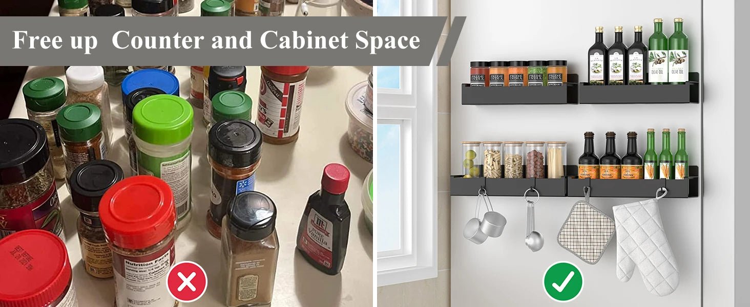 4-Pack Magnetic Spice Rack Organizer for Refrigerator & Oven - OZKA HOME