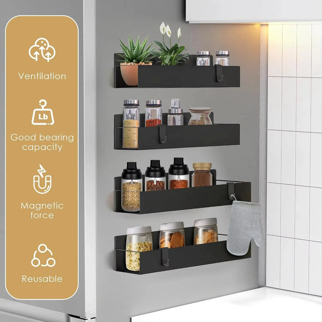 4-Pack Magnetic Spice Rack Organizer for Refrigerator & Oven - OZKA HOME