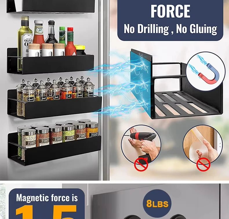 4-Pack Magnetic Spice Rack Organizer for Refrigerator & Oven - OZKA HOME
