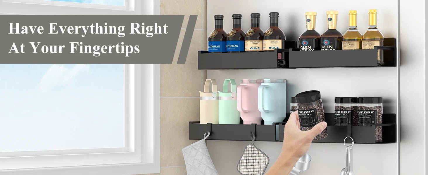 4-Pack Magnetic Spice Rack Organizer for Refrigerator & Oven - OZKA HOME
