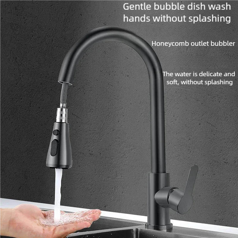 Pull-Down Kitchen Faucet with Sprayer – Brushed Stainless Steel