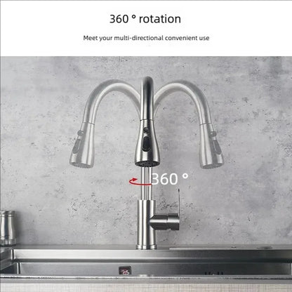 Pull-Down Kitchen Faucet with Sprayer – Brushed Stainless Steel