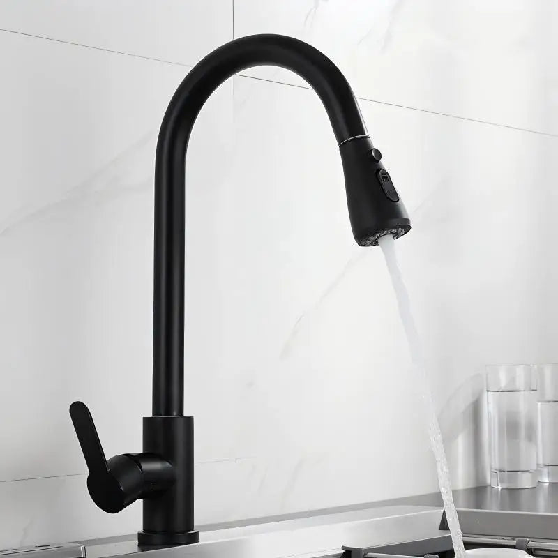 Pull-Down Kitchen Faucet with Sprayer – Brushed Stainless Steel