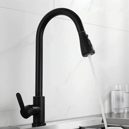 Pull-Down Kitchen Faucet with Sprayer – Brushed Stainless Steel